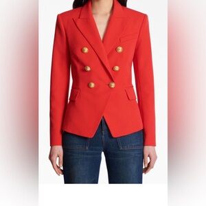 Balmain Red Blazer with Gold Buttons